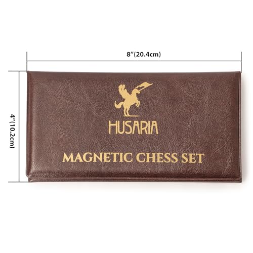 Husaria 8-Inch Magnetic Foldable Chess Wallet Set - Compact Travel Game with Secure Magnetic Pieces