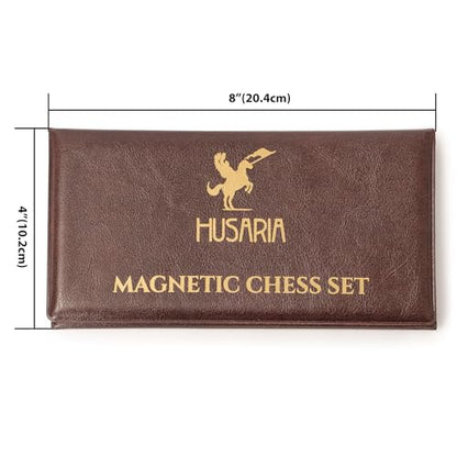 Husaria 8-Inch Magnetic Foldable Chess Wallet Set - Compact Travel Game with Secure Magnetic Pieces