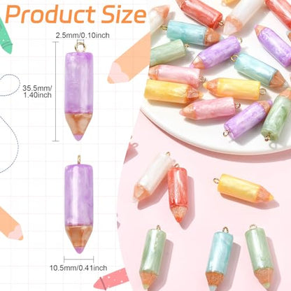 Stiesy Opaque Resin Crayon Charms 28Pcs, 7 Colors 3D Study Tool Pendant Charms Bulk Jewelry Findings for Necklace, Bracelets, Jewelry Making, Keychain Craft Supplies - color: Crayon-7 Colors-28pcs