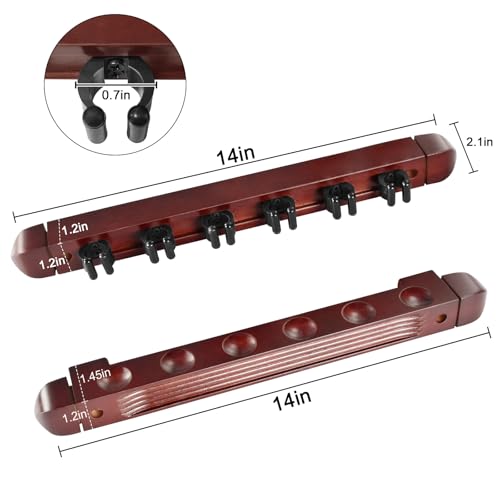 Pool Cue Rack Wall Mounted Rack Billiard/Pool Cue Wall Rack Cue Rest Cue Stick Holder (Burgundy / 6 Cues) - color: Burgundy, size: 6 Cues Holder