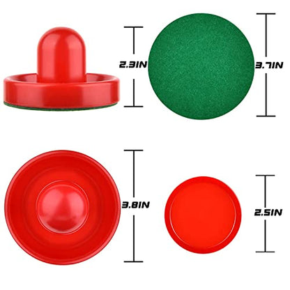 Air Hockey Pushers and Pucks - Air Hockey Paddles and Goal Handles Replacement Accessories for Game Tables (4 Pushers, 8 Pucks) - color: Blue&Red
