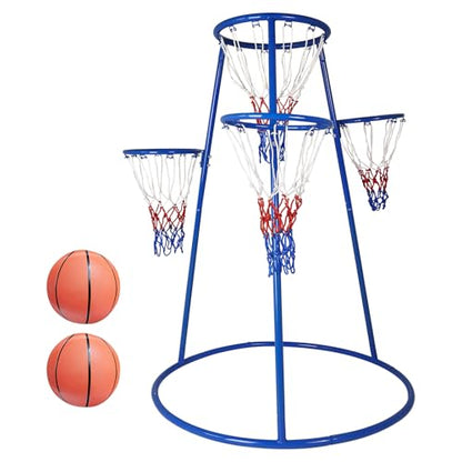 Garvee 4 Hoop Basketball Set for Toddlers, Indoor & Outdoor Play, Preschool Toy for Ages 3+, Includes 4 Basketballs and Air Pump, Fun Basketball Game for Kids