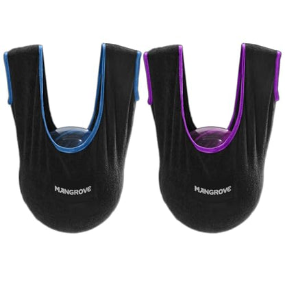 Mangrove Bowling Ball Polisher, Microfiber Bowling Towel See-Saw for Bowlers, Large Washable Bowling Shammy Seesaw, Ball Cleaner Holder Bag - color: 2-Pack/Purple+Black
