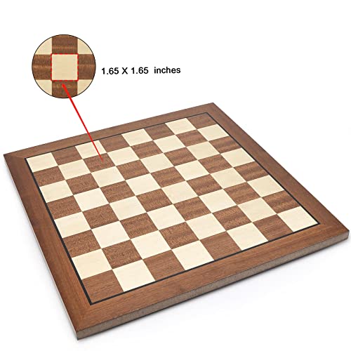AMEROUS 15'' x 15'' Wooden Chess Board No Pieces, Professional Tournament Chessboard Only with Gift Package - Chess Rules, Portable Chess Board for Beginners, Kids, Adults