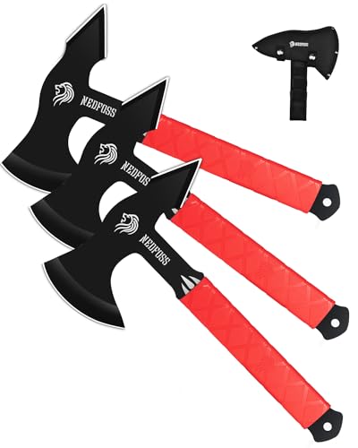 NedFoss Bear Throwing Axe Set with TPR Handle, 11.7“ Full Tang Throwing Axes for Axe Throw, Throw Game for Recreation and Competition - style: Throwing, axe throwing game for backyard,axe throwing game, ax throwing game set for adults,axe throwing set,out
