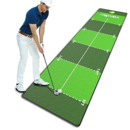 Honma Golf Putting mat with Distance Marker,26in X 9ft Golf Putting Green Indoor for Training fit for Home,Office & Outdoor