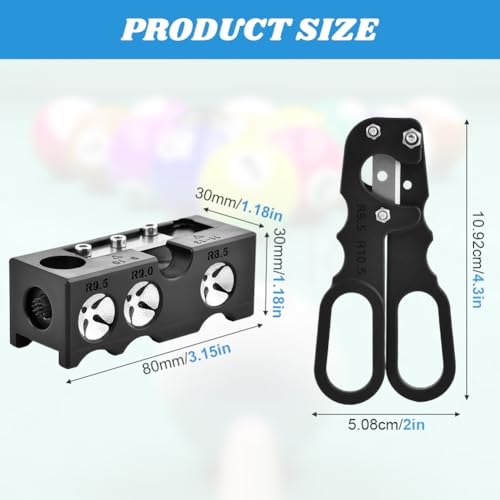 11 in 1 Billiards Pool Cue Tip Shaper, Portable Pool Cue Tips Repair Kit Pool Cue Tip Tool Professional Cue Stick Tool Kit for Replacement and Shaping Cue Tips