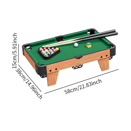 Mini Pool Table for Kids Small Billiards Game Table Wooden 2 Cues Chalk Tabletop Games for Office Indoor Family Easy Storage