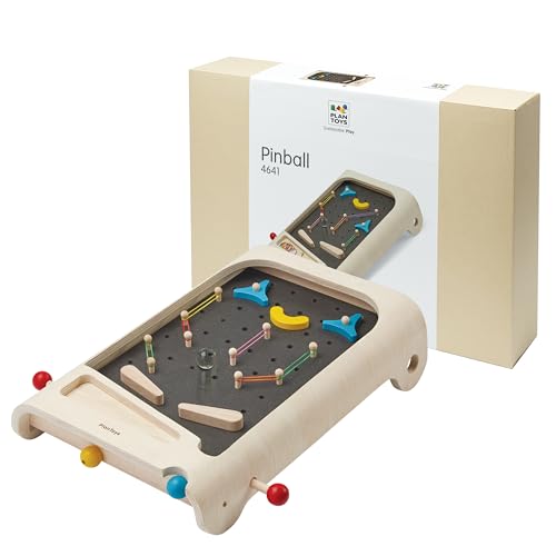 PlanToys® Pinball Wooden Tabletop Arcade Game for Kids Ages 3+ | Montessori Toy for Coordination, Focus & Fine Motor Skills | Eco-Friendly Educational Indoor Game