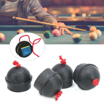 4pcs Cue Chalk Holder, Rubber Chocolate Powder Accessory Pocket Billiard Pool Chalk Holders with String for Pool Cue Stick(Black)