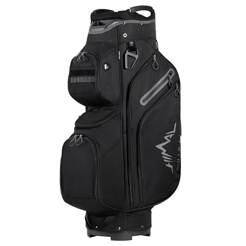 uniHimal Golf Cart Bag, 15 Way Organizer Divider Top with Handles and Rain Cover - color: Black