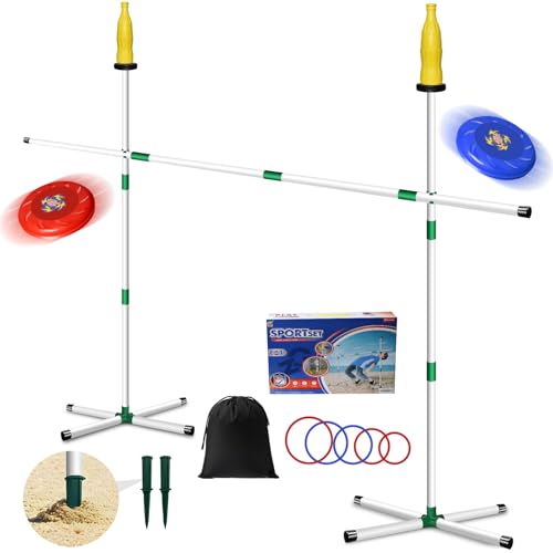 Kovshuiwe Flying Disc Game Set, Bottle Smash Disc Toss Game- Indoor & Outdoor Team Game, Disc Toss Outdoor Games Height Adjustable Bottle Drop Set-Play at The Beach, Lawn, Backyard, Park, Tailgating