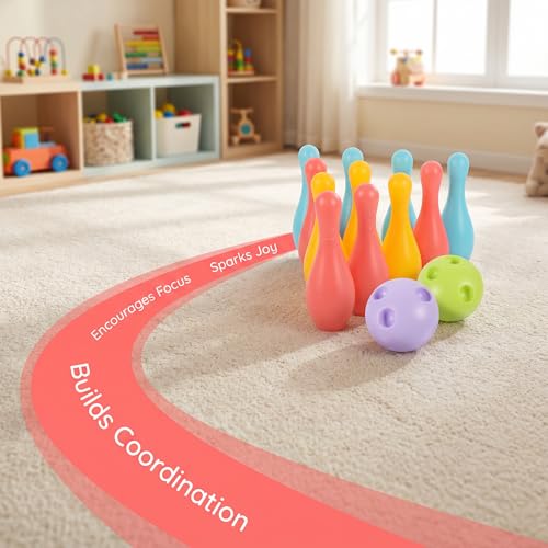 VOSAREA 1Set Plastic Bowling for Indoor Outdoor Recreational Bowling Plaything Fun Pin and Ball for Parties