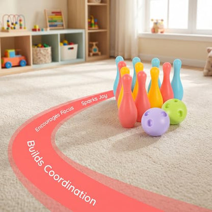 VOSAREA 1Set Plastic Bowling for Indoor Outdoor Recreational Bowling Plaything Fun Pin and Ball for Parties