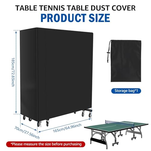 Ping Pong Table Cover Waterproof Ping Pong Table Cover Indoor/Outdoor Heavy Duty Polyester 165 x 70 185cm