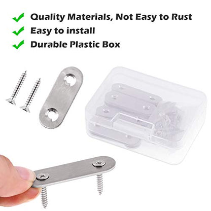 Glarks 20 Sets 40mm/1.6inch Stainless Steel Flat Straight Brace Brackets Mending Joining Plates Repair Fixing Bracket Connector and 40pcs Self Tapping Screws Set (40mm/1.6inch)