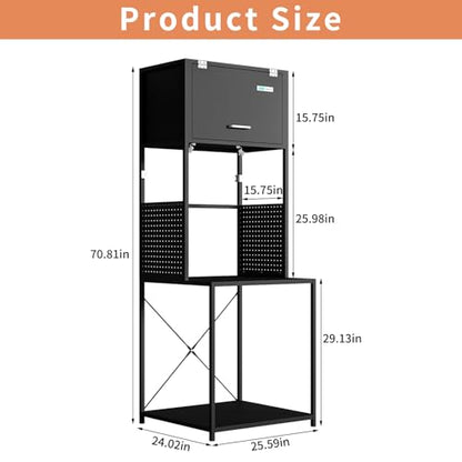 3D Printer Filament Storage Stand Rack with Dehumidifier| 3-Tier All-in-One Organizer with Tool Mounts, Dual Spool Holders | Compatible with Most 3D Printers (100LBlack) - color: 100lblack