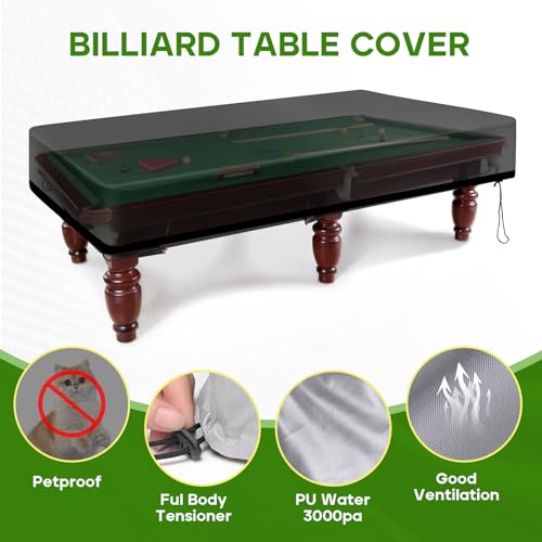 K-Musculo Pool Table Cover, 420D Billiard Table Cover, Waterproof and Tearproof,6.5/7/7.5/8/8.5/9 FT - size: 7.5FT-(96"L x 54"W x 8"H)