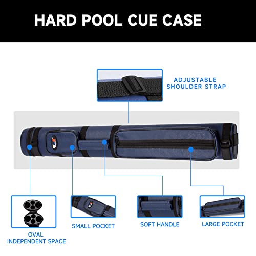 GSE Games & Sports Expert 2x2 Deluxe Hard Billiard Pool Cue Stick Carrying Case, Billiard Cue Case, Billiards Accessories (Several Colors Available) - color: Oval - Blue