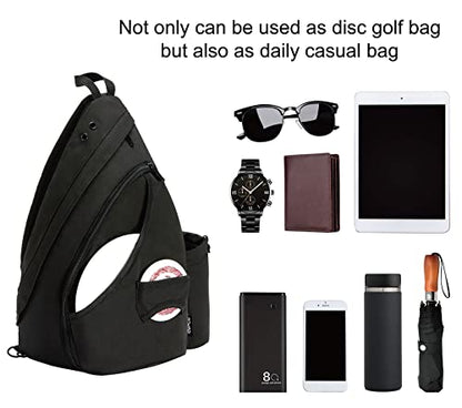 MOYAQI Disc Golf Bag with Retriever Holder and Storage Pockets, Disc Golf Backpack with 8-10 Disc Capacity, Padded Adjustable Strap and Back Panel, Lightweight and Durable - color: Black
