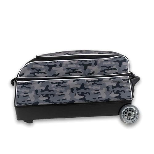 ELITE Basic Triple Roller Black Bowling Bag - 3 Ball Roller, Fits 2 Pairs of Size 15 Shoes, Air Travel-Friendly - color: Grey Camo