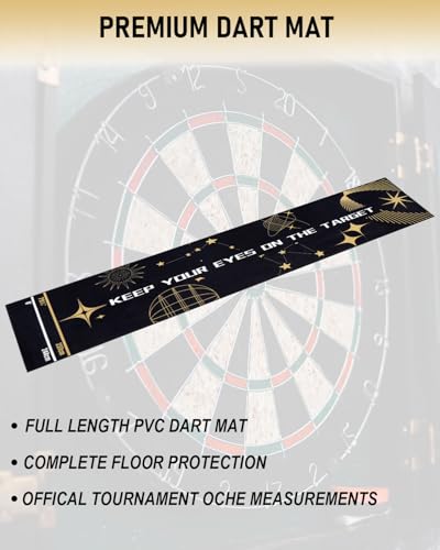 Professional Darts Mat with Oche Line System & Throw Lines – Premium Dart Mat for Floor Steeldart & Soft Darts | 260x60 cm | with Throwing Line - Ideal as a Gift - style: Fashion