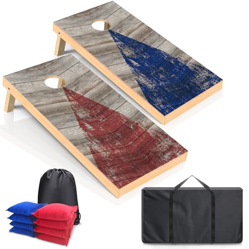 Cornhole Boards Set - Regulation Size 4x2/3x2ft Solid Wood Corn Hole Game Set with 8 Bean Bags and 2 Cornhole Boards - Perfect for Outdoor Game - color: 4'x 2' Corn hole sets