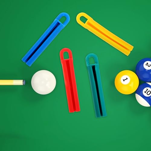 Toyvian 8pcs Wall Mounted Pool Stick Holder Billiard Cue Rack Clip Set for Cue Storage Organizer in Game Rooms Red, Blue, Yellow, Green Clips