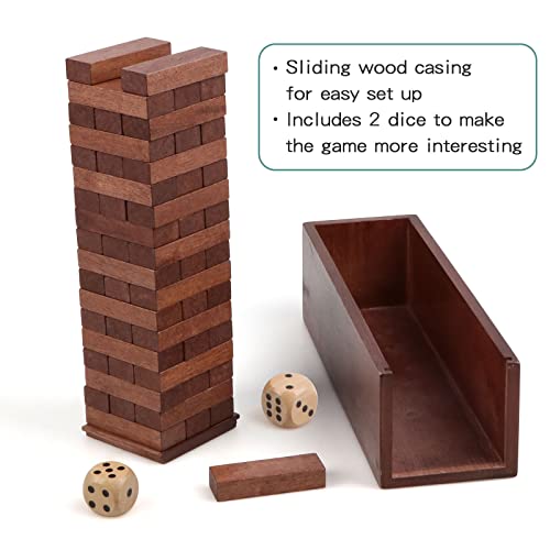 Wooden Tumbling Tower, 54PCS Blocks Stacking Games for Party, Camping for Kids Adult and Families, Classic Stacking Blocks Wood Stack Towers Wooden Board Tabletop Games with Storage Box - style: 54PCS