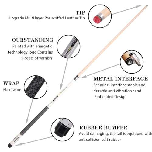 Canadian Maple Pool Cue Sticks (10mm/11.5mm/13mm), 58" 2-Piece Pool Sticks with Low Deflection Shaft,Billiard Sticks for Home, Bar, and Tournament Play - color: 11.5mm with case