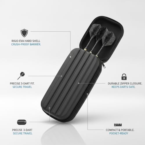 Hard Shell Dart Case for 3 Darts, EVA Travel Wallet with Zipper, Structured Storage for League Matches and Practice (1 PC)