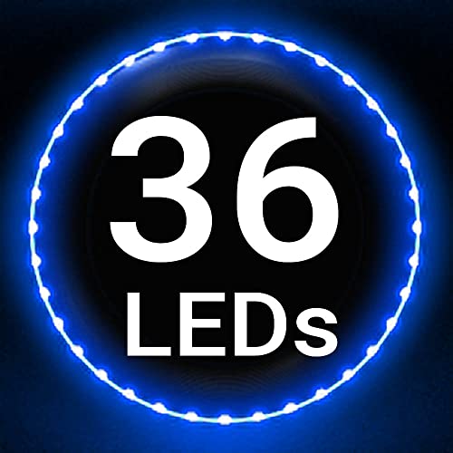 TOSY Flying Disc - 16 Million Colors RGB or 36 LEDs, Extremely Bright, Smart Modes, Camping Essentials for Teens/Kids/Adults/Men/Boys/Girls, Auto Light Up, Rechargeable, Waterproof, 175g - color: Blue 36 Leds (Black Disc)