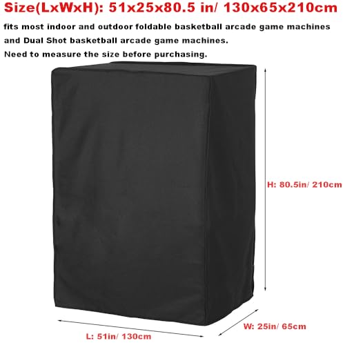 Arcade Basketball Game Cover Waterproof Home Dual Shot Electronic Basketball Arcade Hoop Game Covers for Indoor Outdoor 51x25x80.5in Black