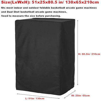 Arcade Basketball Game Cover Waterproof Home Dual Shot Electronic Basketball Arcade Hoop Game Covers for Indoor Outdoor 51x25x80.5in Black
