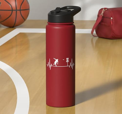Disc Golf Frisbee Midrange Heartbeat Set Gift Putter Stainless Steel Insulated Water Bottle - color: Red