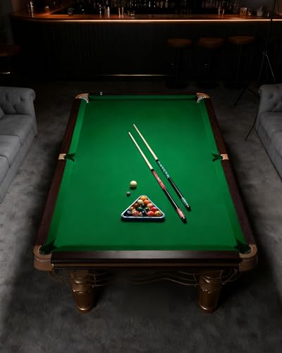 Pool Cue Stick Set of 2, 58-inch Green Billiard Cue with 12.5mm Leather Tip, 18 Joints & Black Ferrules for Professional Play, Green 21oz and Pink 18oz