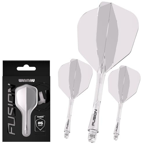 Winmau Fusion No.6 Integrated Flight & Shaft System - Lightweight Replacement Set for Steel & Soft Tip Darts - 90-Degree Wing Design Sizes - color: Clear, size: Short (22mm)