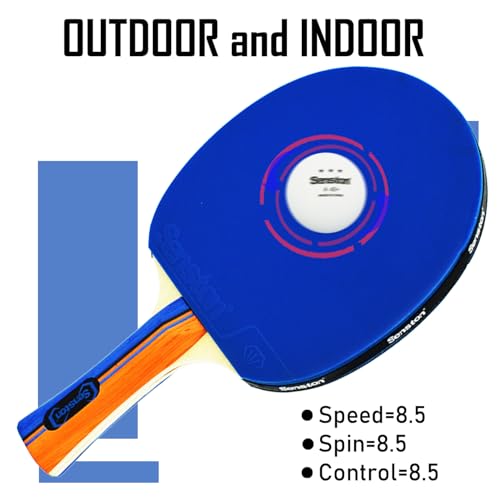 Senston Ping Pong Paddles Family Entertainment Set for Entertainment or Competition - Ping Pong Paddle Set - color: Blue