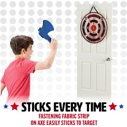 NSG Tomahawk Toss - Foam Axe Throwing Game for Kids - Two Lightweight Axes with Large Easy Stick Target, Wood/Black/red/Blue (JS7000) - color: Tomahawk Toss - Wood/Black/Red/Blue