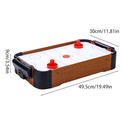 Table Air Hockey Game - Portable Wooden Mini Trampoline Game Tabletop Fun | Compact Air Hockey Desk for Adults, Family & Kids | Birthday Christmas New Year Parties for