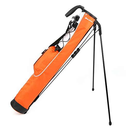 Orlimar Pitch ’n Putt Lightweight Sunday Golf Bag with Stand, Ultra-Light Carry Design, Two-Way Divider Top, Shoulder Strap, Compact Carry Golf Bag for Men & Women - color: Orange