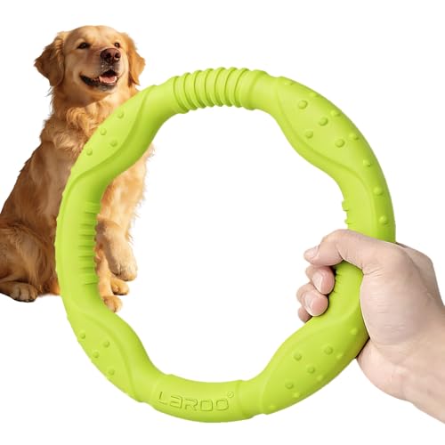 LaRoo Dog Ring Toy, Durable Soft Flying Disc for Throwing Catching Grabbing, Water Floating Dog Training Fetch Ring for Medium Large Breeds, Outdoor (Green/11.8Inch) - color: Green-L