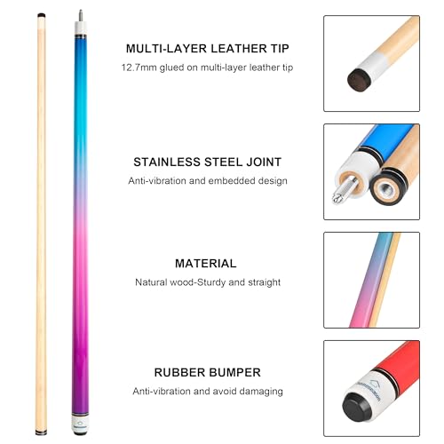 HomeSeason Pool Cues 58 inch Pool Cue Stick with 12.7mm Fiber Leather tip for Beginner, Commercial and Home Entertainment - color: 1-Pack(A)