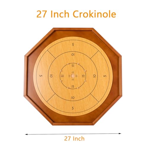 27 Inch Crokinole Board Game, Crokinole & Checkers with 22 Inch Playing Surface, 24 Discs and Storage Bag, Canadian Heritage Tabletop Games, Dexterity Krokinole Games for Families and Friends - style: 27 Inch