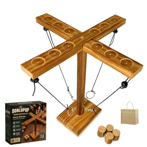 Ring Toss Game for Adults, Tabletop Hook and Ring Toss Game, Wooden Party Game for Backyard, Camping, Patio, Tailgate, Home Bar and Outdoor Gatherings - color: A