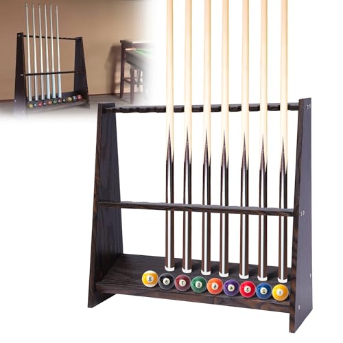 LYNICESHOP Pool Stick Holder Floor Stand, 10-Cue Billiard Rack, Wooden Billiard Cue Stand, For storing pool cues, fishing rods, golf clubs (10 HOLES SINGLE ROW) - style: 10 HOLES SINGLE ROW