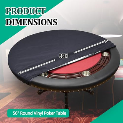 Macarrie Oval Poker Table Dust Cover Black Heavy Duty Water-Tight Dust Proof Protective Vinyl Poker Table Dust Cover with Elastic Band Hem for Home Game Rooms Casinos Easy to Slip on - size: 56"l X 56"w