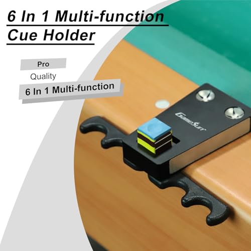 6 In 1 Portable Weighted Pool Cue Holder, chalk holder, billiard cue tip tool, Black - color: Black