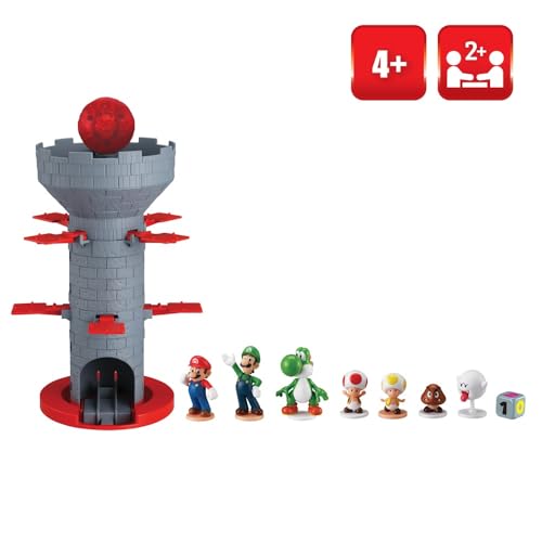 EPOCH Games - Super Mario Blow Up Shaky Tower Tabletop Game – Kids Family Board Game for Multiplayer Game Night, Ages 4+