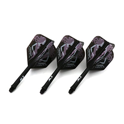 CUESOUL ROST Integrated Dart Flight and Shafts Meduim/Small/Large - color: Black Beauty, size: Size M-28mm